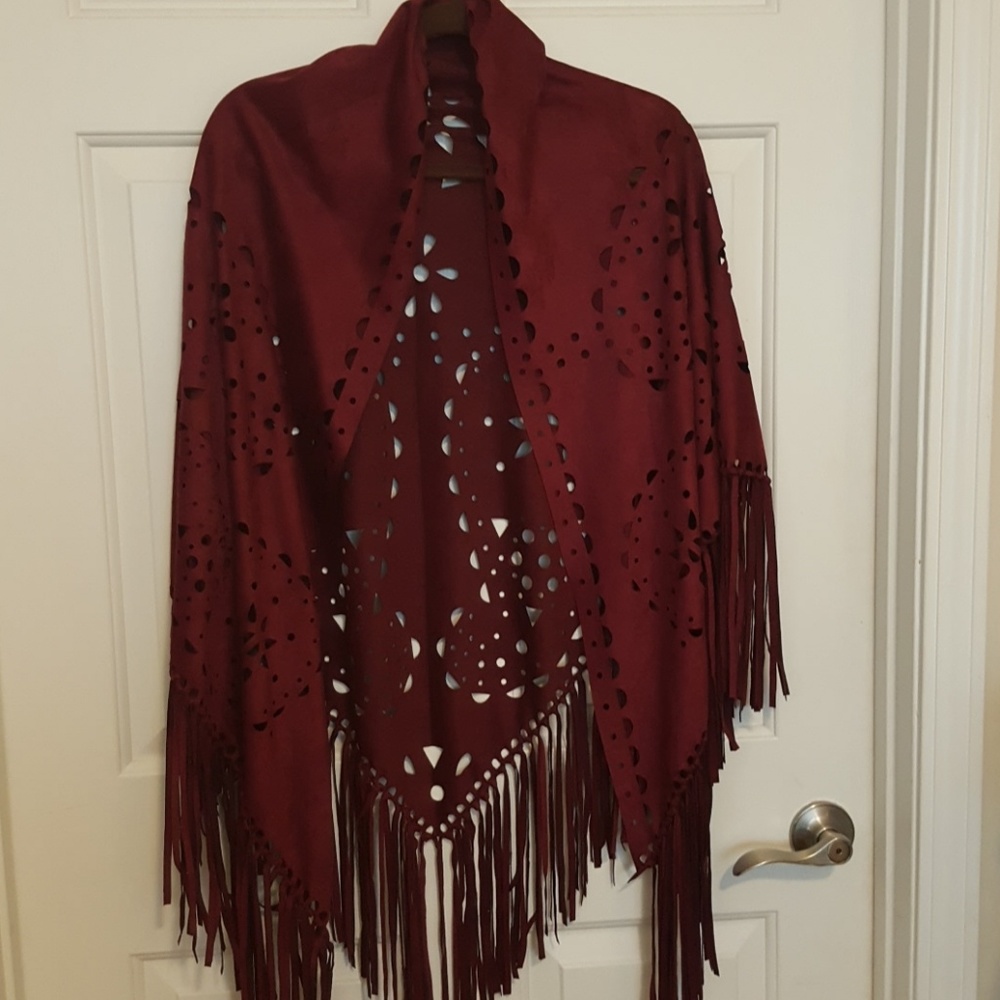 Ultra suede laser cut shawl